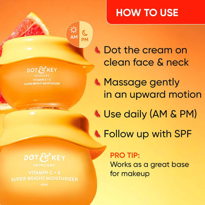 Dot & Key Vitamin C + E Sorbet Super Bright Moisturizer for Face | Vitamin C Face Moisturizer For Glowing Skin | Fades Pigmentation & Dark Spots, Reduces Skin Dullness | Oil Free & Lightweight | For All Skin Types | 60ml Moisturizer from dot & key