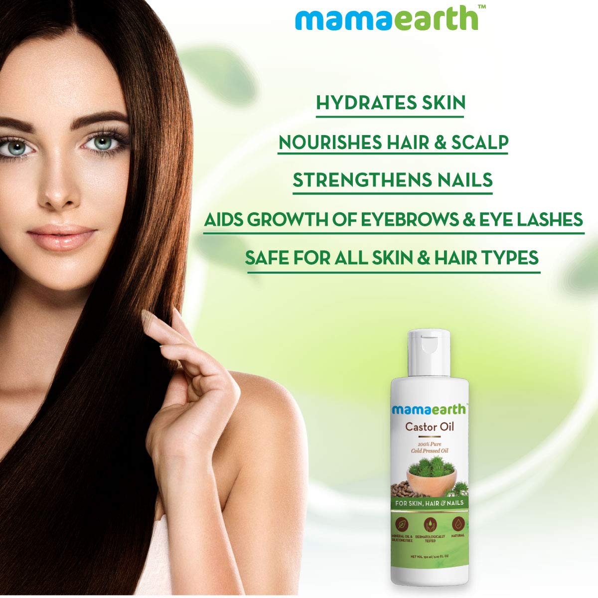 Mamaearth 100% Pure Castor Oil, Cold Pressed, To Support Hair Growth, Good Skin And Strong Nails, 150 Ml  from Mamaearth