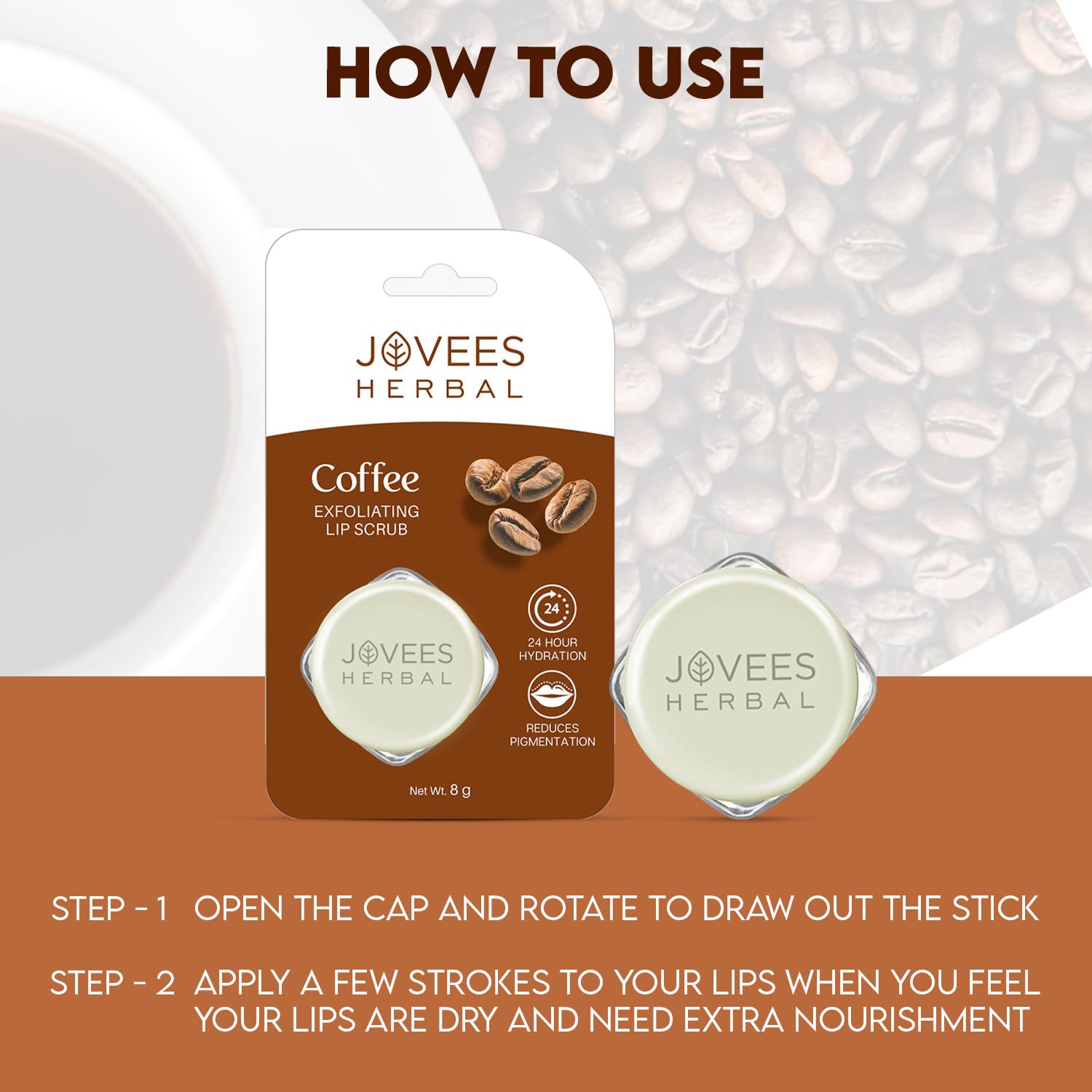 Jovees Herbal Coffee Exfoliating Lip Scrub For Soft and Supple Lips 8g  from JOVEES