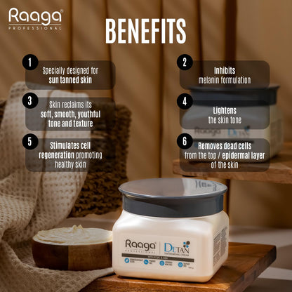 Raaga Professional De-Tan Pack | Tan Removal Cream with Kojic and Milk | Dermatologically Tested, Peroxide Free, Hydroquinone Free, Sulphate Free (500 gm)  from Raaga Professional