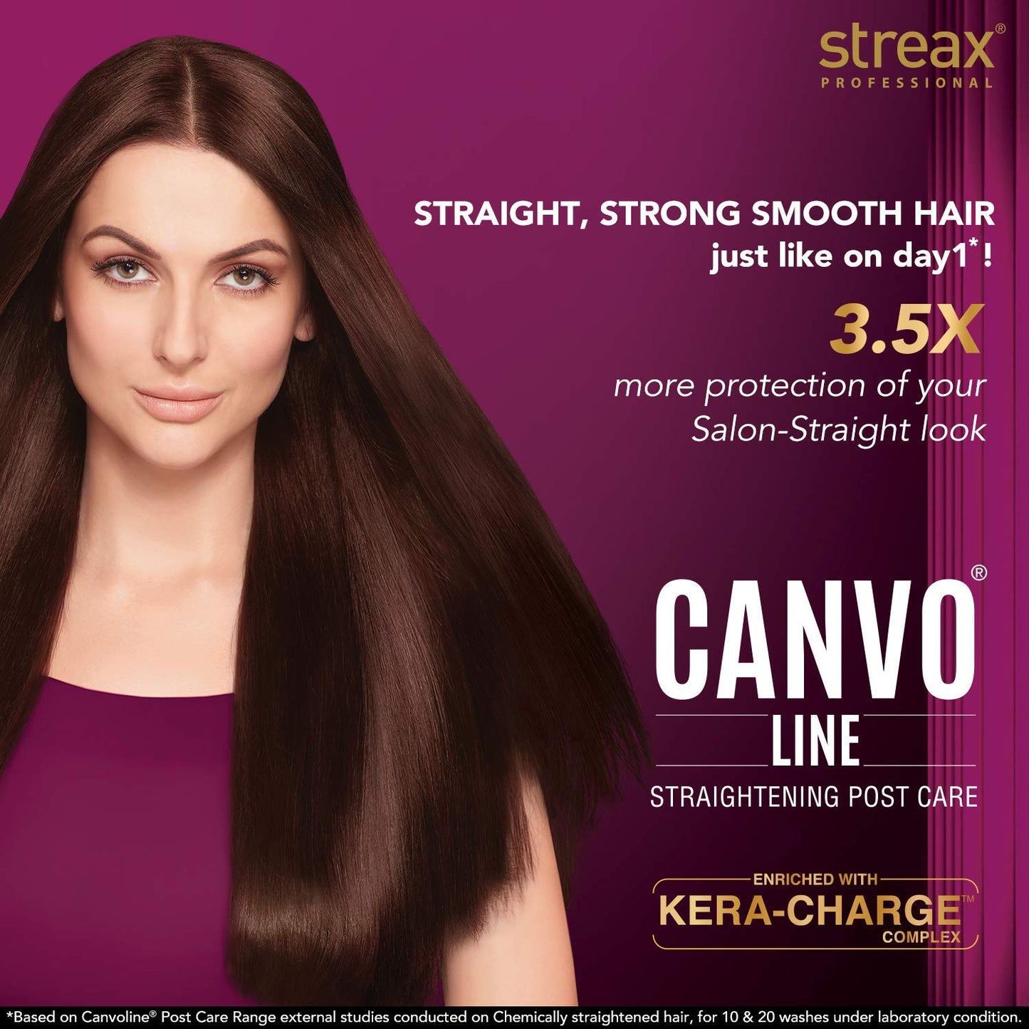 Streax Professional Canvoline Straightening Post Care Shampoo for Women | Enriched with Kera-Charge™ Complex | Anti Frizz & Hair Breakage | Soft & Tangle Free Hair | Sulphate & Paraben free | 300ml  from Streax Professional