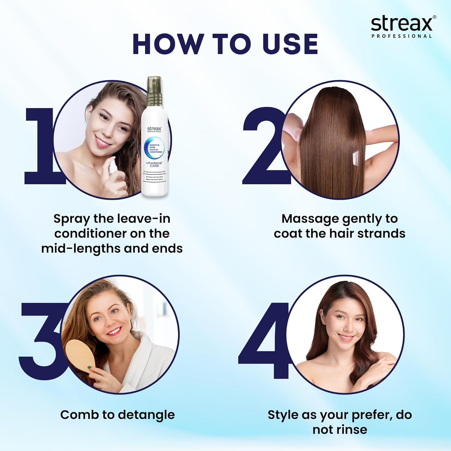 Streax Professional Vitariche Care Smooth & Shine Leave-in-Conditioner 100ml  from Streax Professional