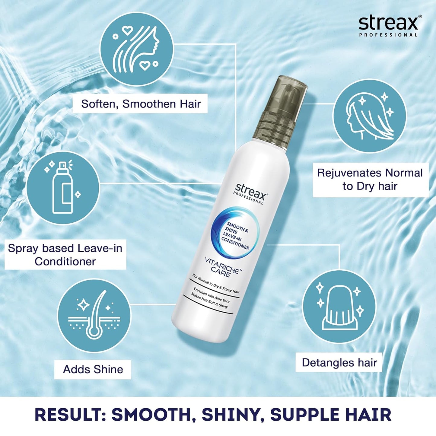 Streax Professional Vitariche Care Smooth & Shine Leave-in-Conditioner 100ml  from Streax Professional