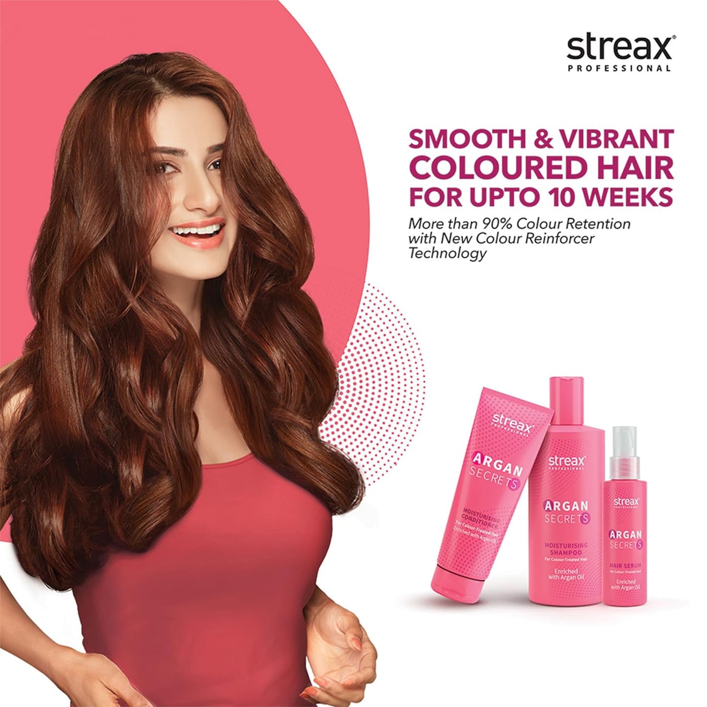 Streax Professional Argan Secrets MOISTURISING Shampoo for Women | Enriched with Argan Oil & UV Filter | Enhances Colour Retention | Cleanses & Nourishes Hair 300ml  from Streax Professional