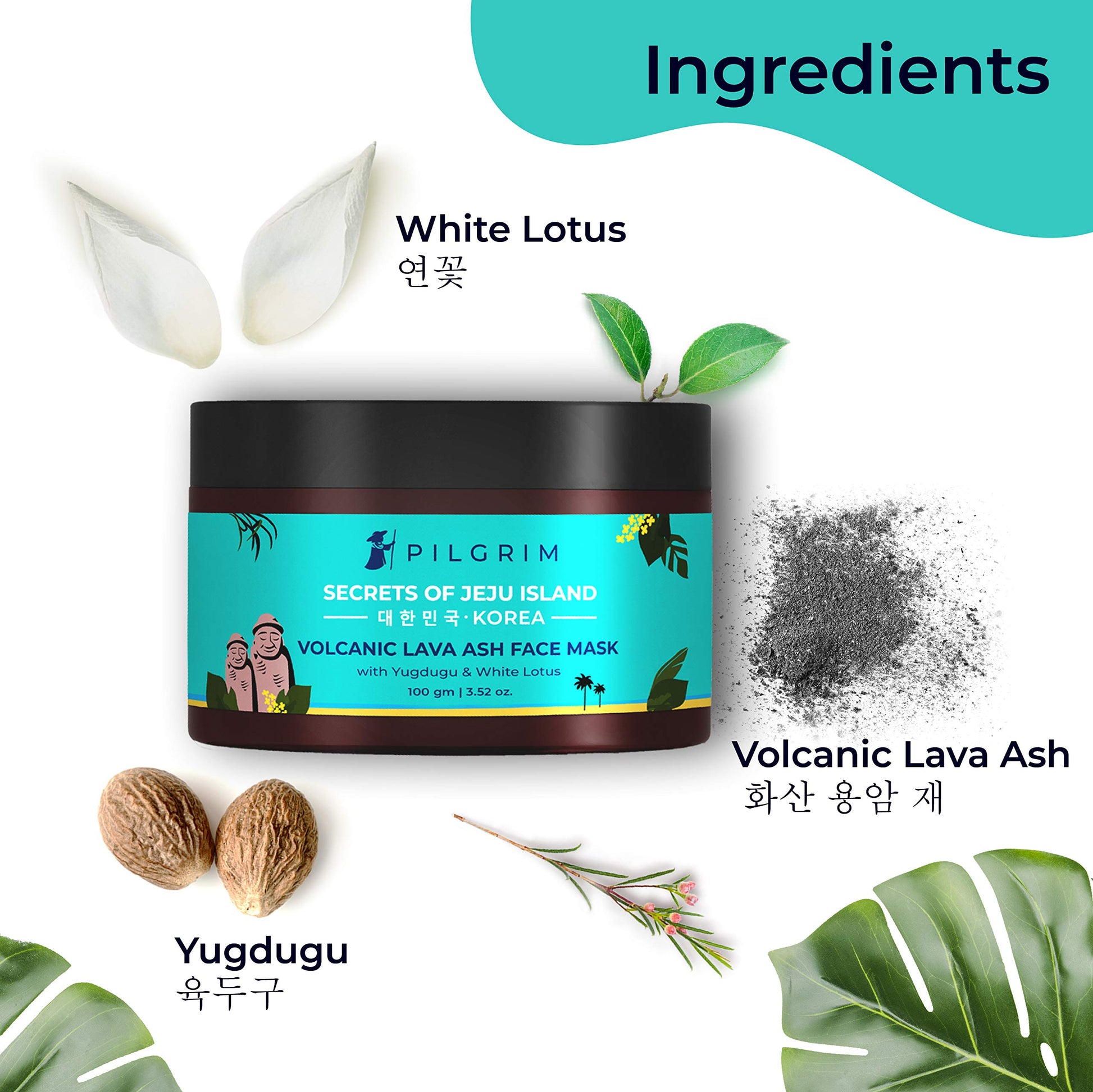 Pilgrim Volcanic Lava Ash Face Mask Cream with Yugdugu & White Lotus, 100 g face mask from Pilgrim