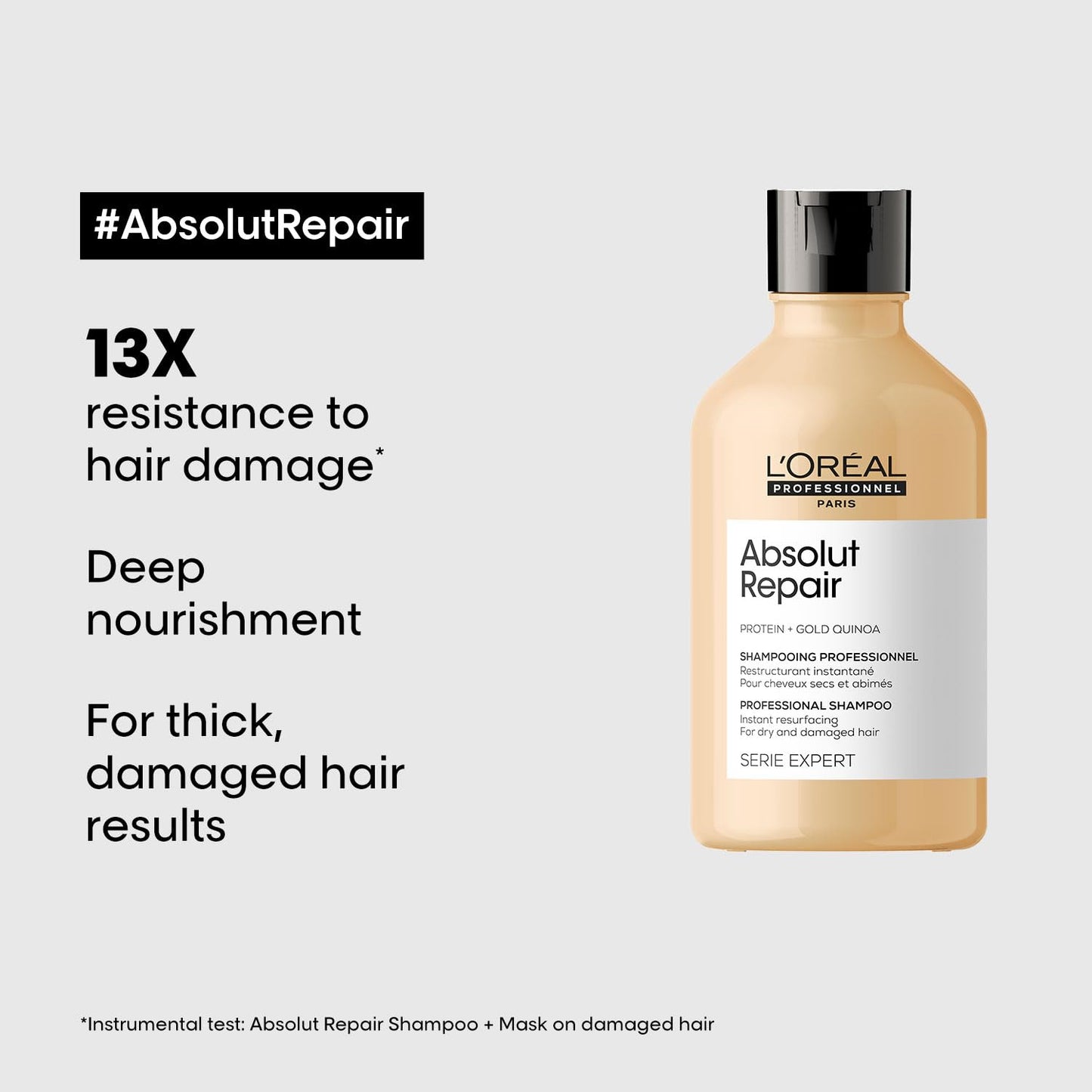 L'OREAL PROFESSIONNEL PARIS Absolut Repair Shampoo For Damaged & Weakend Hair, 300ML |Professional Hair Repairing Shampoo|Hair Strengthening Shampoo Shampoo from loreal pro paris