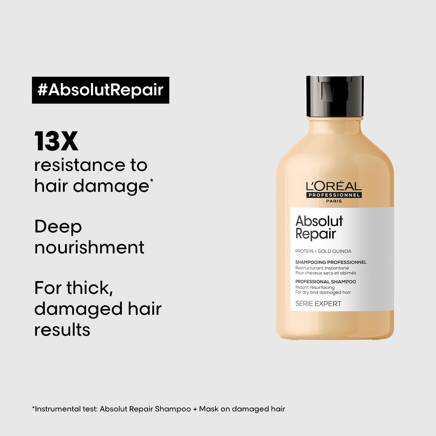 L'OREAL PROFESSIONNEL PARIS Absolut Repair Shampoo For Damaged & Weakend Hair, 300ML |Professional Hair Repairing Shampoo|Hair Strengthening Shampoo Shampoo from loreal pro paris