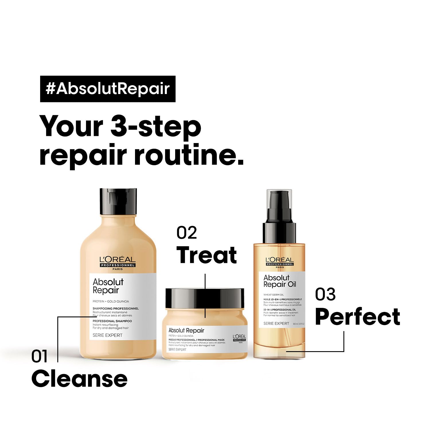 L'OREAL PROFESSIONNEL PARIS Absolut Repair Shampoo For Damaged & Weakend Hair, 300ML |Professional Hair Repairing Shampoo|Hair Strengthening Shampoo Shampoo from loreal pro paris