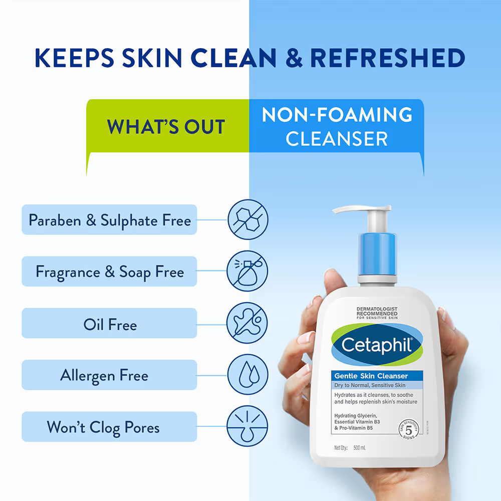 Cetaphil Gentle Skin Cleanser |Dry to Normal Skin with Niacinamide |Dermatologist Recommended (500ml) face Wash from Cetaphil