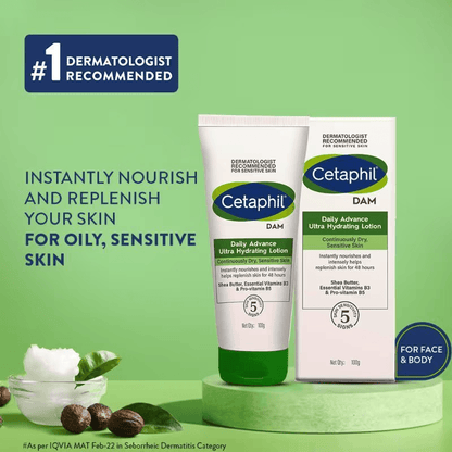 Cetaphil Daily Advance Ultra Hydrating Lotion with Shea Butter & Niacinamide for Sensitive Skin (100g) Face Cream from Cetaphil