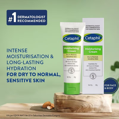 Cetaphil Moisturising Cream for dry to very dry Sensitive skin, Dermatologist Recommended (80g) Face Cream from Cetaphil