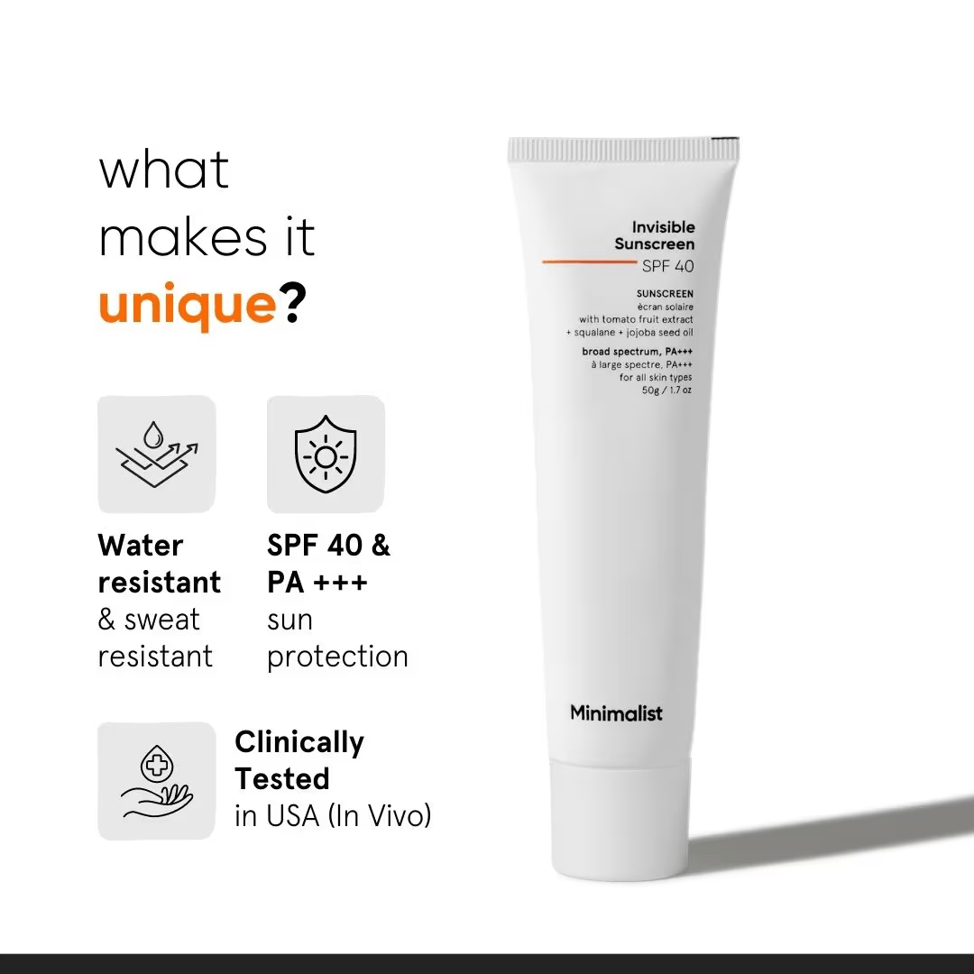 Minimalist Invisible Sunscreen SPF 40+ PA +++ Lightweight Water Resistant Formula With Squalane (50 g) sunscreen from HAVIN