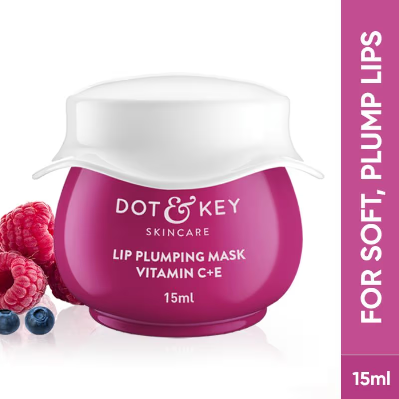 Dot & Key Lip Plumping Mask With Vitamin C + E For Naturally Glowing Lips, Fades Lip Pigmentation, Smoothes Flaky & Dry Lips, Lip Mask For Soft, Smooth & Plump Lips 15ml lip mask from dot & key