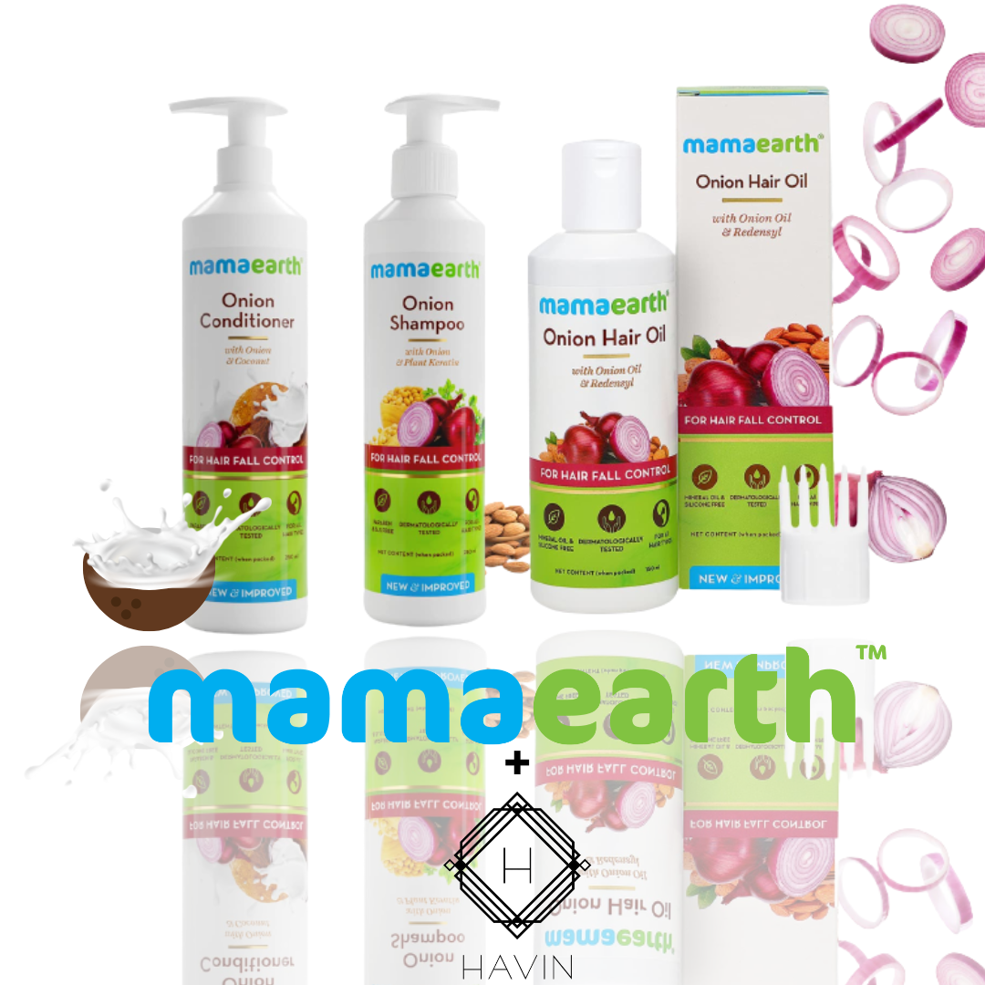 Mamaearth Onion Hair Oil + Shampoo + Conditioner hair oil from mamaearth