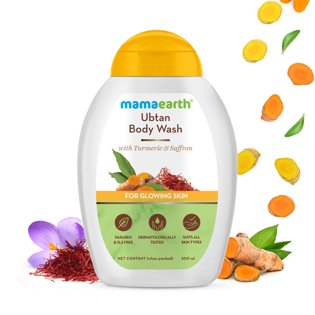 mamaearth Ubtan Body Wash With Turmeric and Saffron for Glowing Skin - 300 ml
