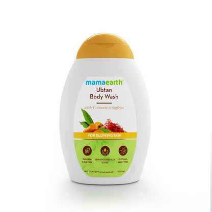 mamaearth Ubtan Body Wash With Turmeric and Saffron for Glowing Skin - 300 ml