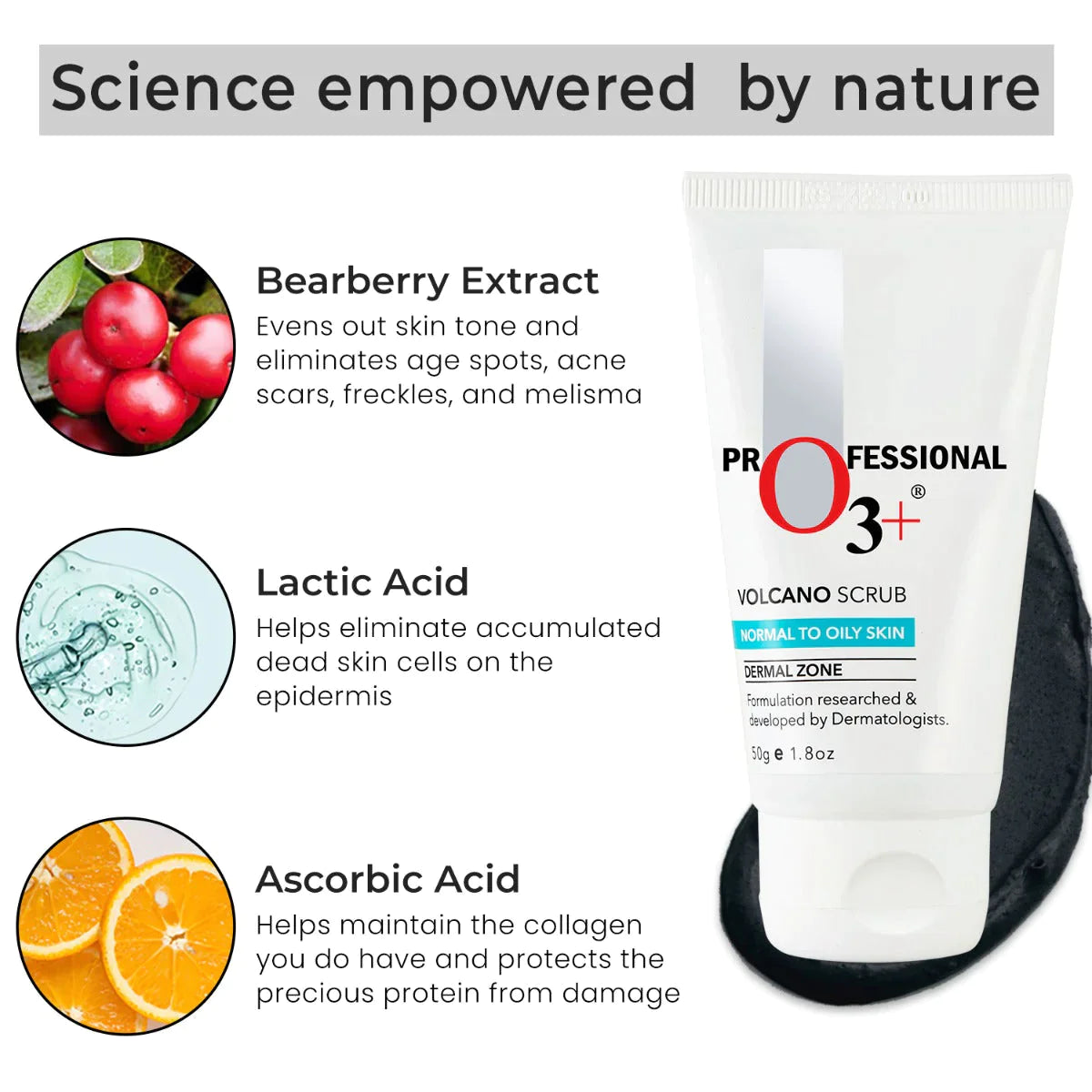 O3+ Volcano Scrub For Exfoliation, Deep Cleansing, And Pore Minimization (50g) Face Scrub from O3+