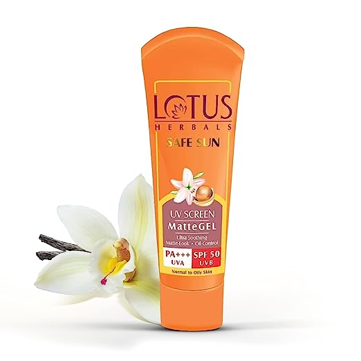 Lotus Herbals Safe Sun Invisible Matte Gel Sunscreen SPF 50 PA+++ , For Men & Women, Non-Greasy, Suitable for Oily Skin, 100g