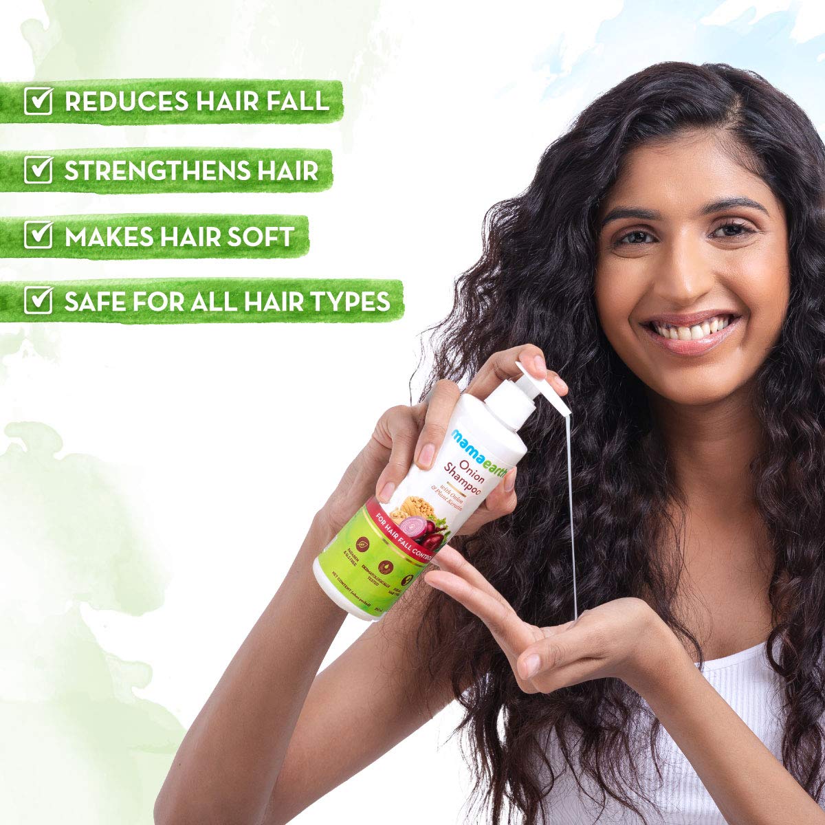 Mamaearth Onion Shampoo For Hair Growth & Hair Fall Control With Onion & Plant Keratin (250ml)