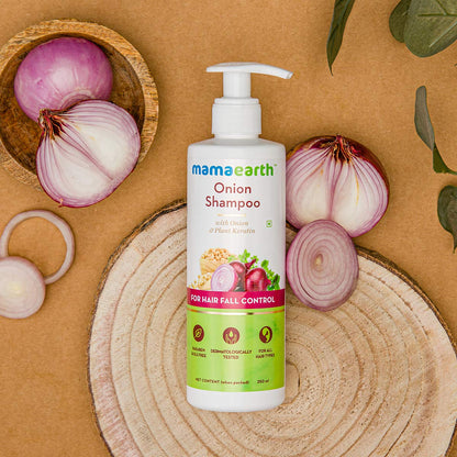 Mamaearth Onion Shampoo For Hair Growth & Hair Fall Control With Onion & Plant Keratin (250ml)