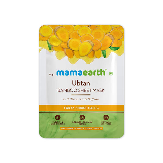 Mamaearth Ubtan Bamboo Sheet Mask with Turmeric & Saffron for Skin Brightening (25g)