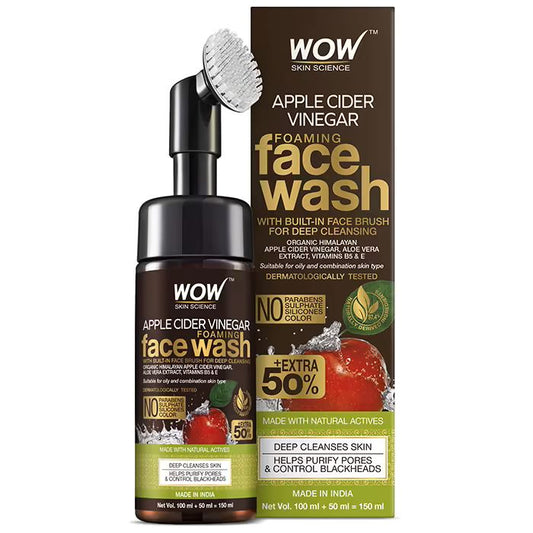 WOW Apple Cider Vinegar Foaming Face Wash With Built In Face Brush(150ml)