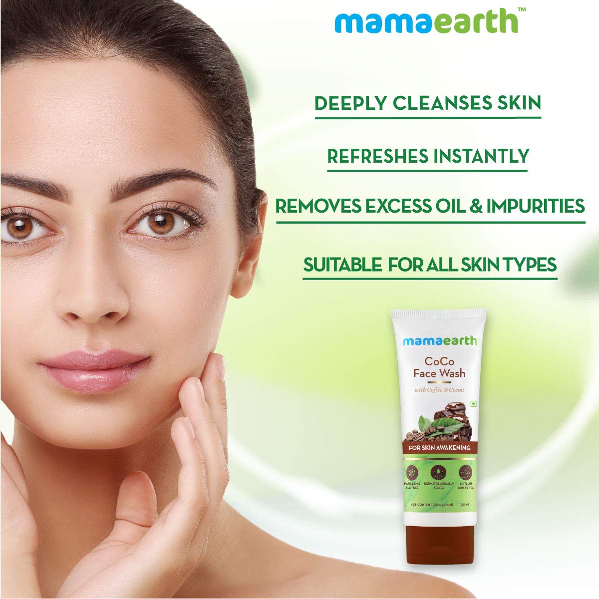 mamaearth CoCo Face Wash with Coffee and Cocoa for Skin Awakening - 100ml